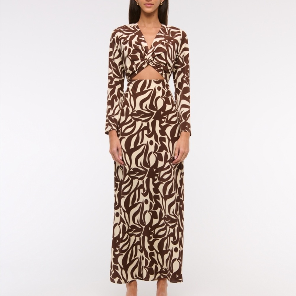 Abercrombie & Fitch Brown and Cream Backless Dress NWT